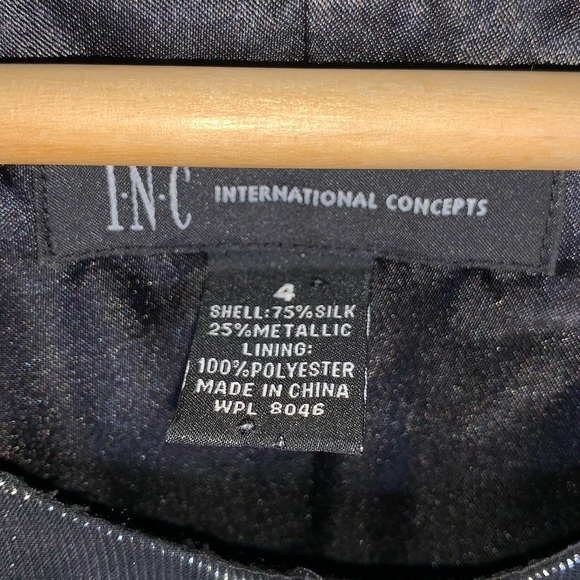 INC International Concepts silk blend dark silver shift dress - Picture 3 of 5